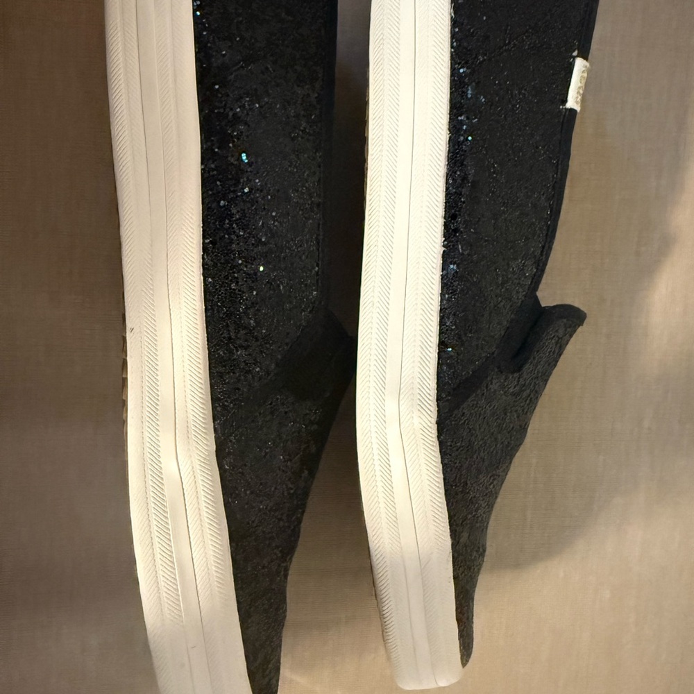 Kate Spade Keds Black Glitter Slip-On Shoes - Picture 7 of 8